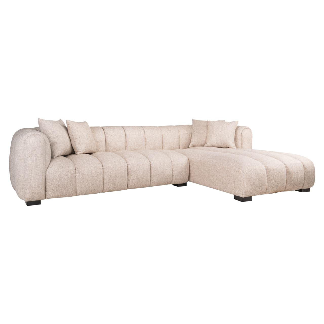 Bank Novaro cream tweed lounge rechts 308 cm brandvertragend