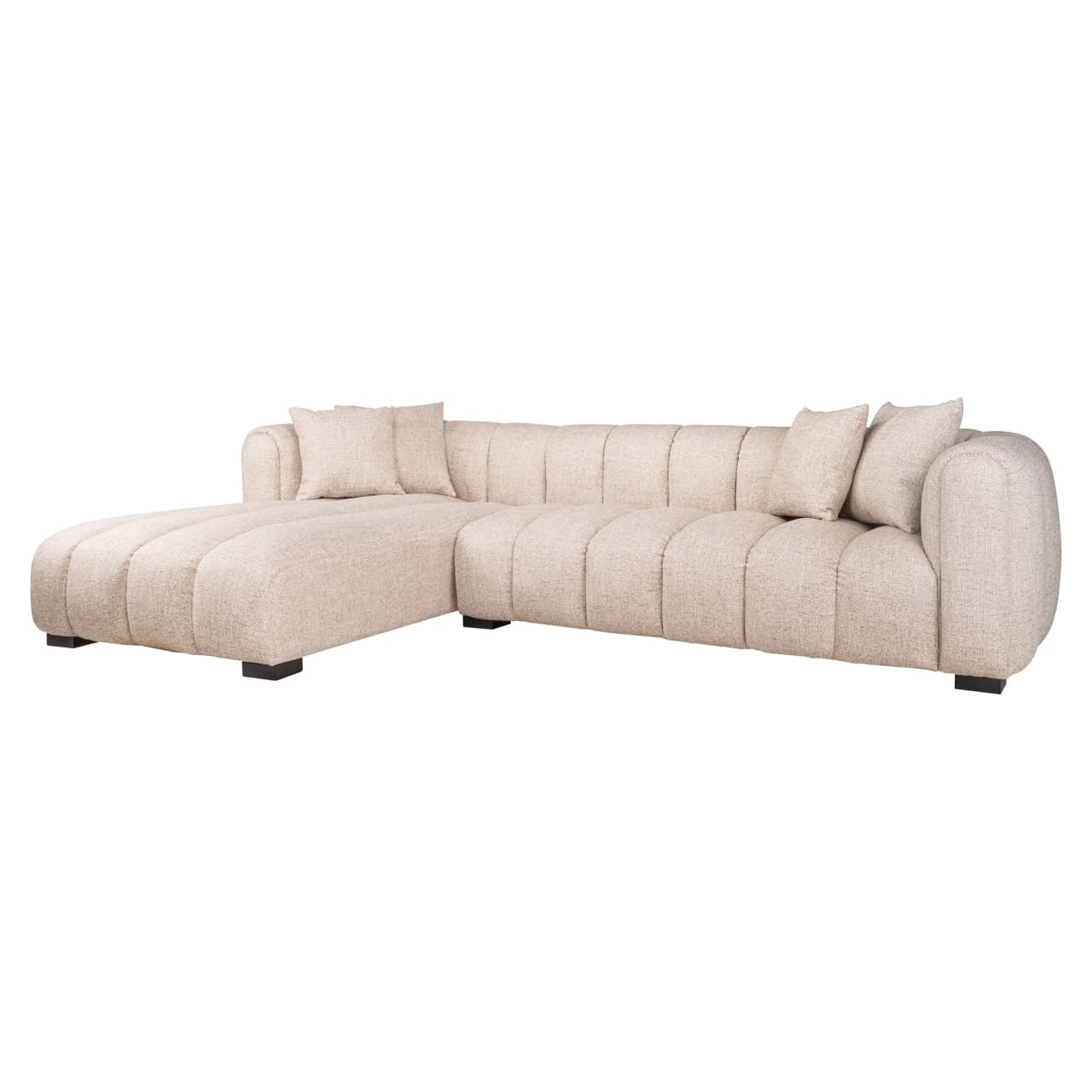 Loungebank Novaro cream tweed met chaise longue links 308 cm