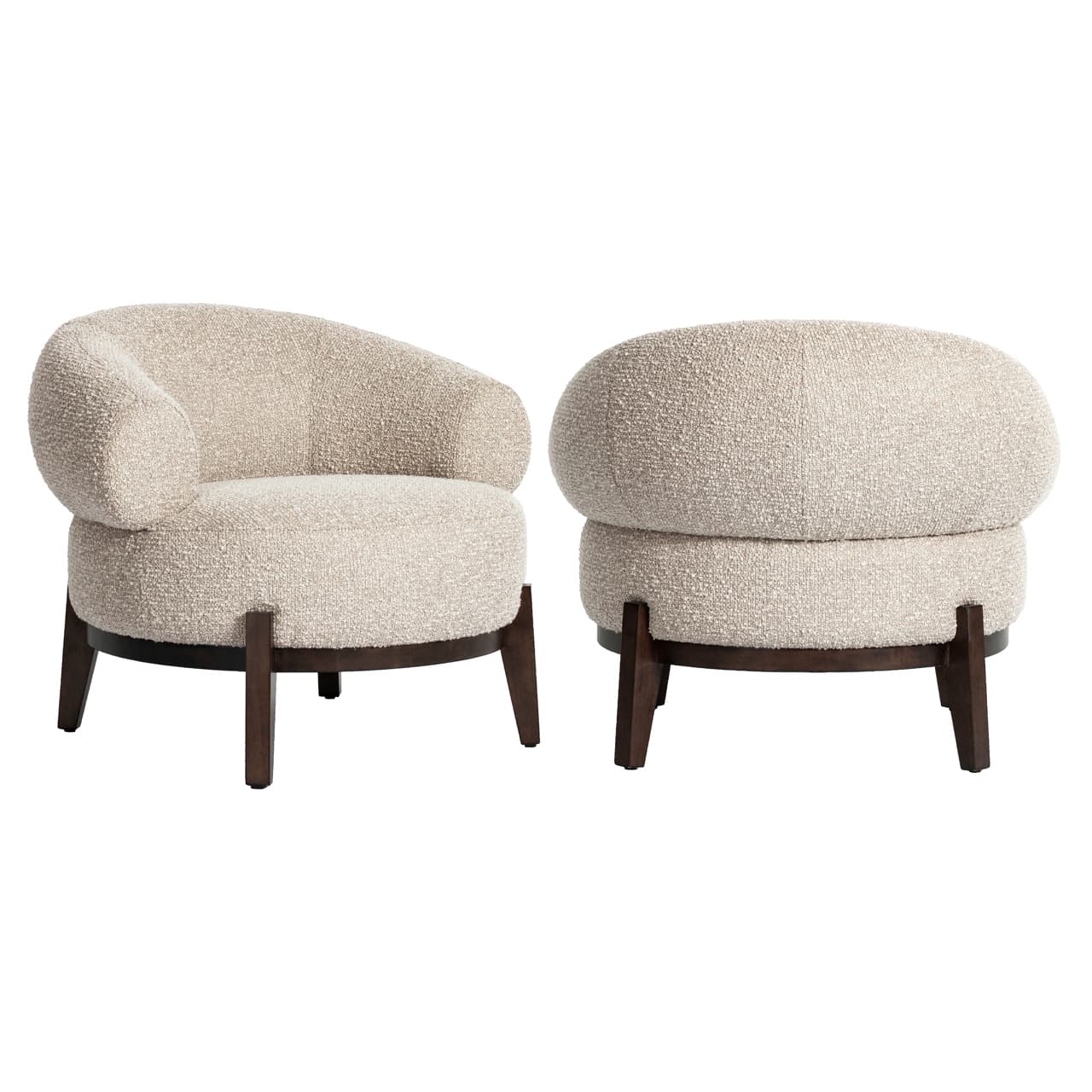 Lounge stoel Montana natural chunky boucle 87 cm diep