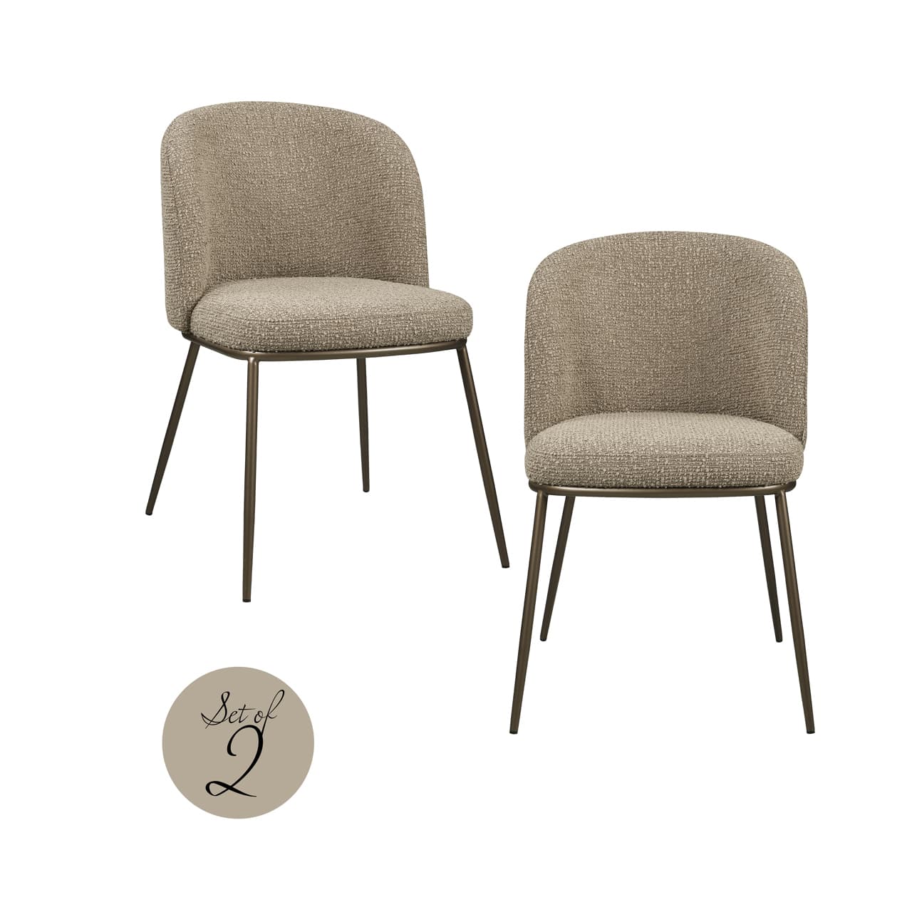 Eetkamerstoel Elvi mocca chunky set van 2, brandvertragend