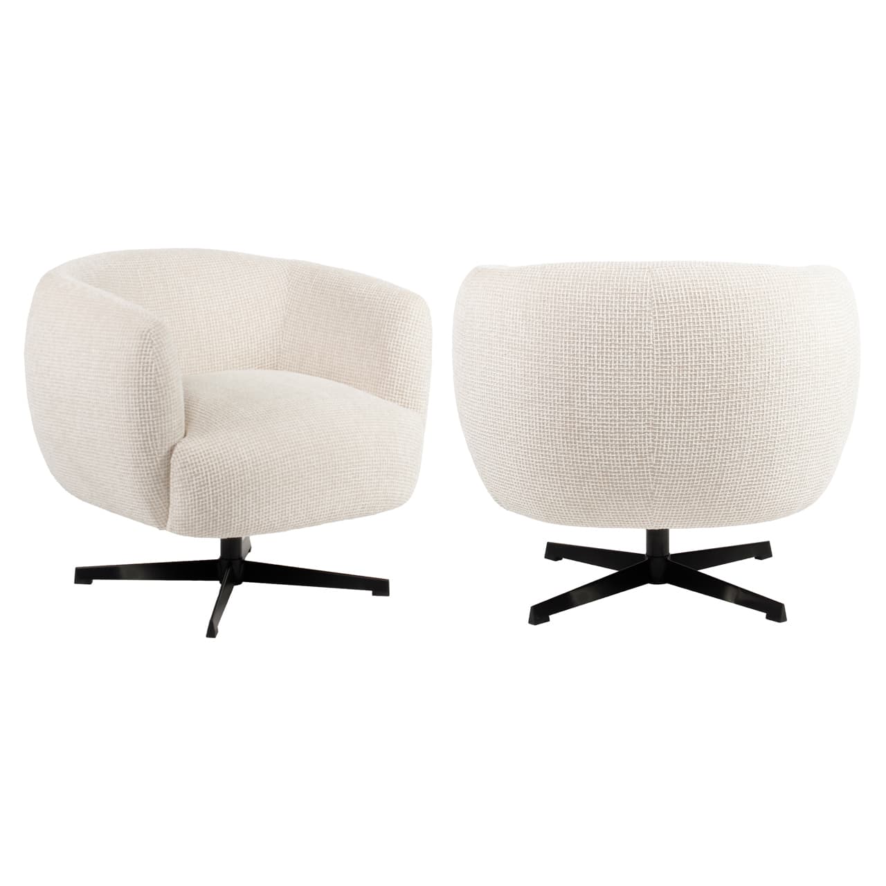 Lounge stoel Estelle blockweave beige met draaifunctie 75,5 cm
