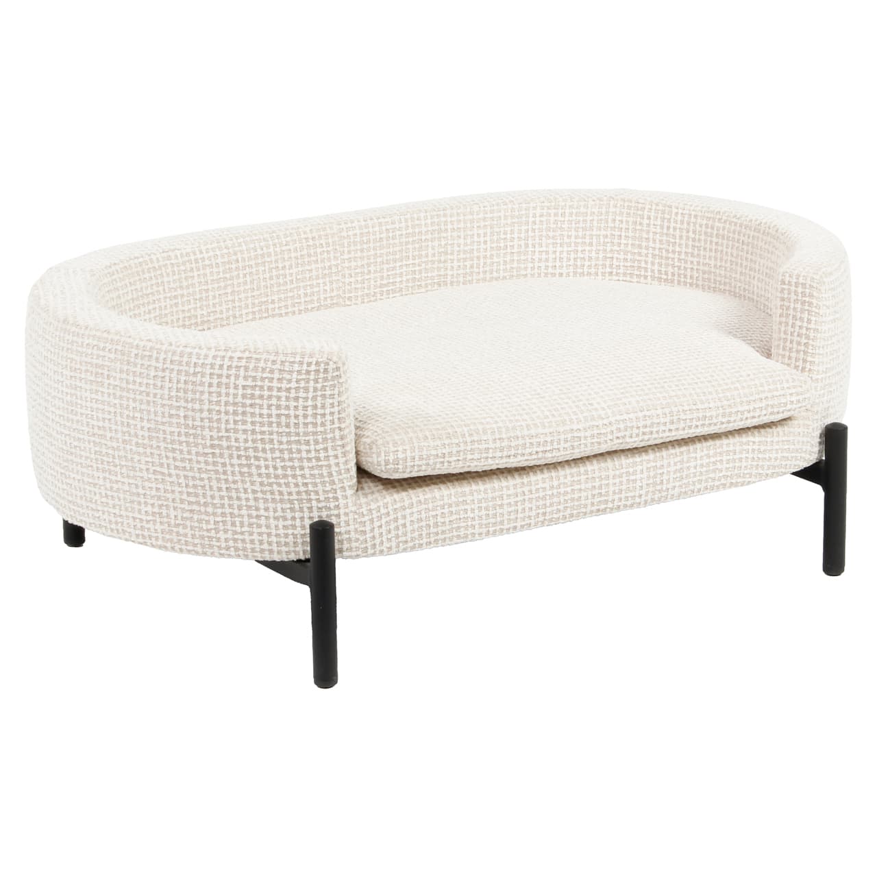Hondenbed Dolly beige blockweave 84 cm met zwart stalen frame