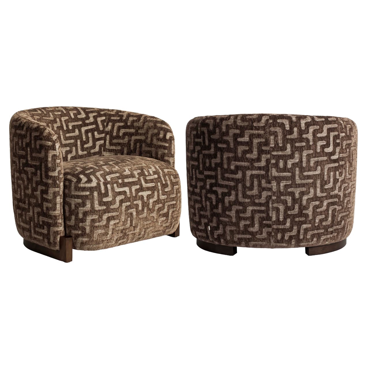 Lounge stoel Hannah brown labyrinth 65x91x72 cm fire retardant