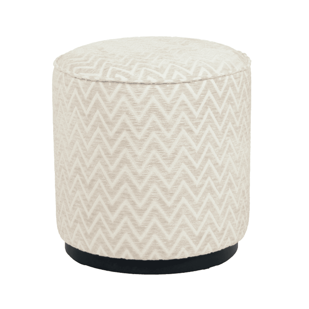 Poef Lexie beige chevron rond 45x47 cm