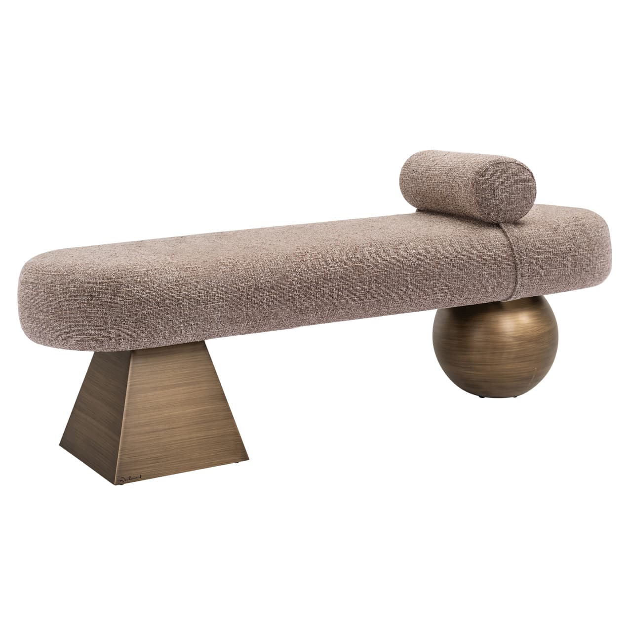 Bank Alexander Jones brown tweed 148 cm met bolvoet