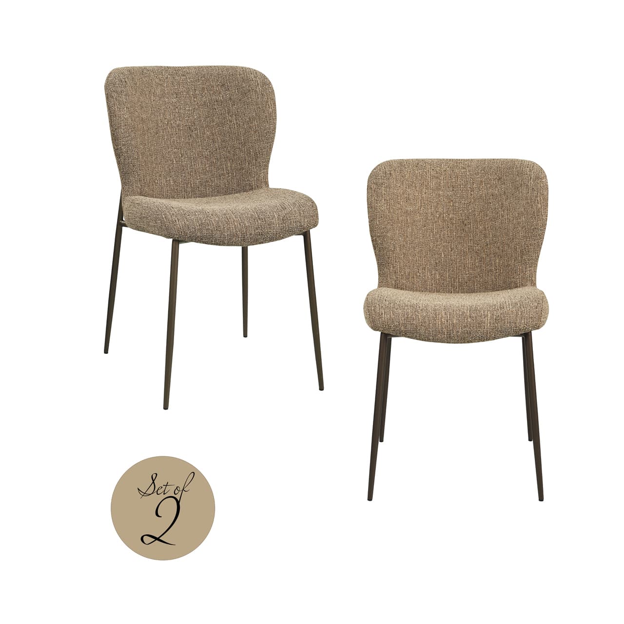 Eetkamerstoel Odarby brown tweed set van 2 - brandvertragend