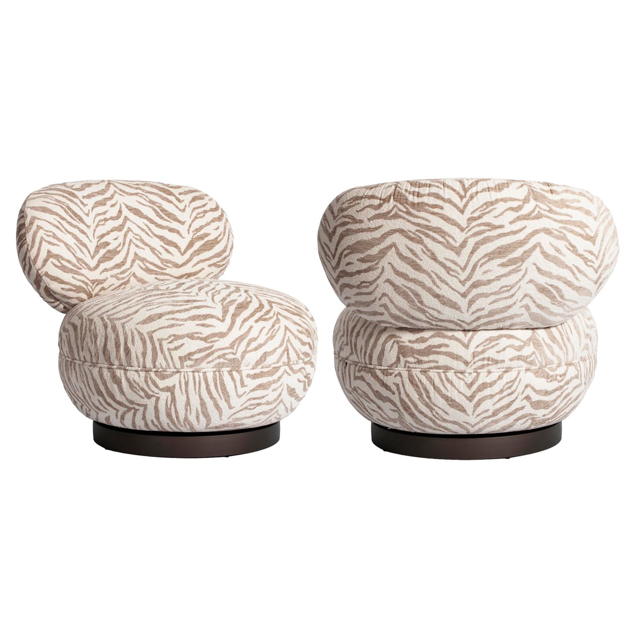 Lounge stoel Jace met zebraprint beige 74x78x76 cm