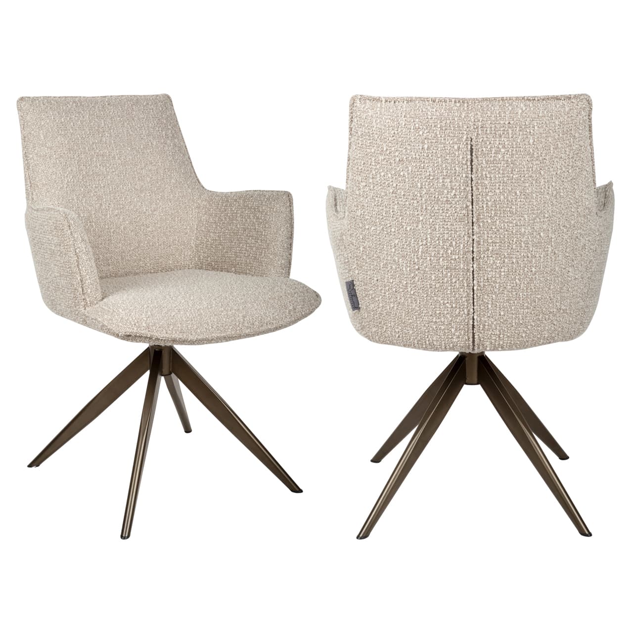Eetkamerstoel Dakota met armleuningen en draaifunctie natural chunky