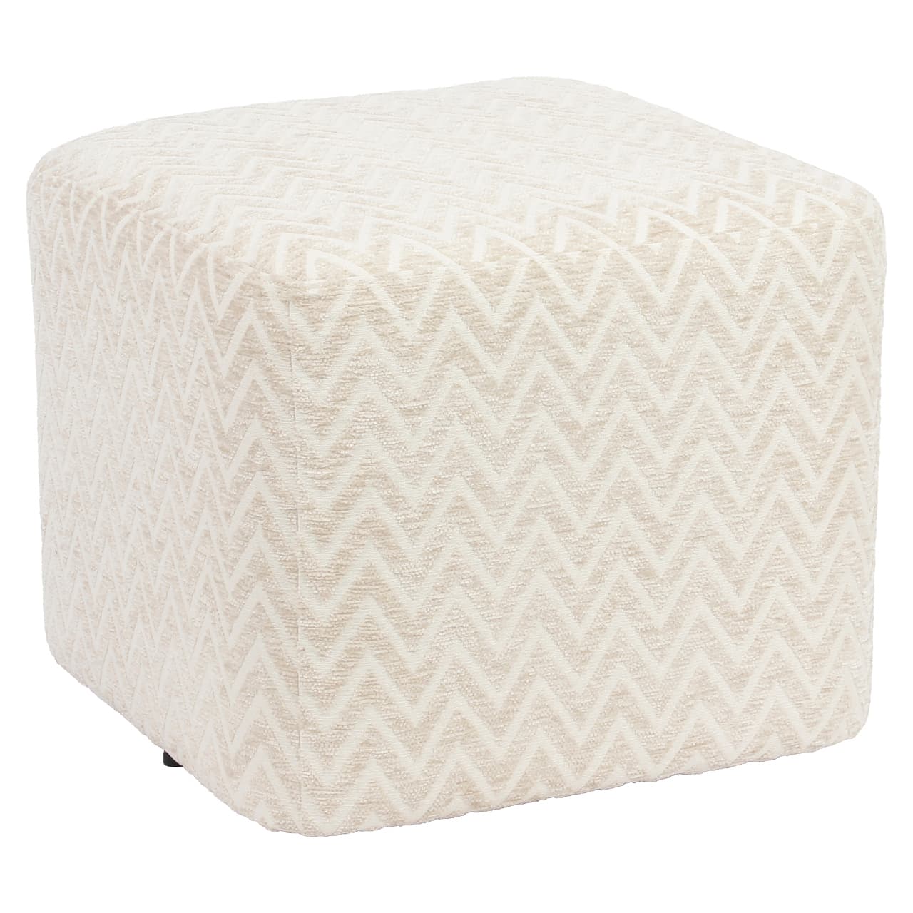 Poef Ciela beige chevron 51x51x43 cm
