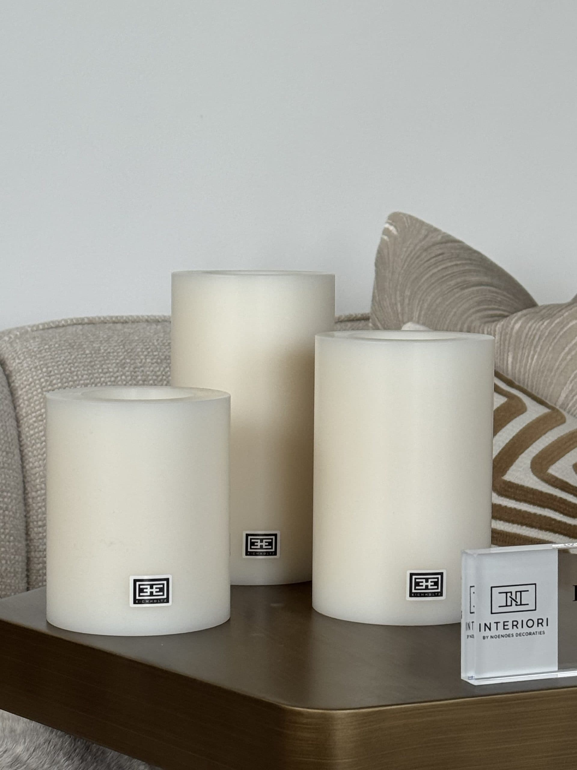 Eichholtz waxinelichthouders set van 3 wit/crème (S/M/L)