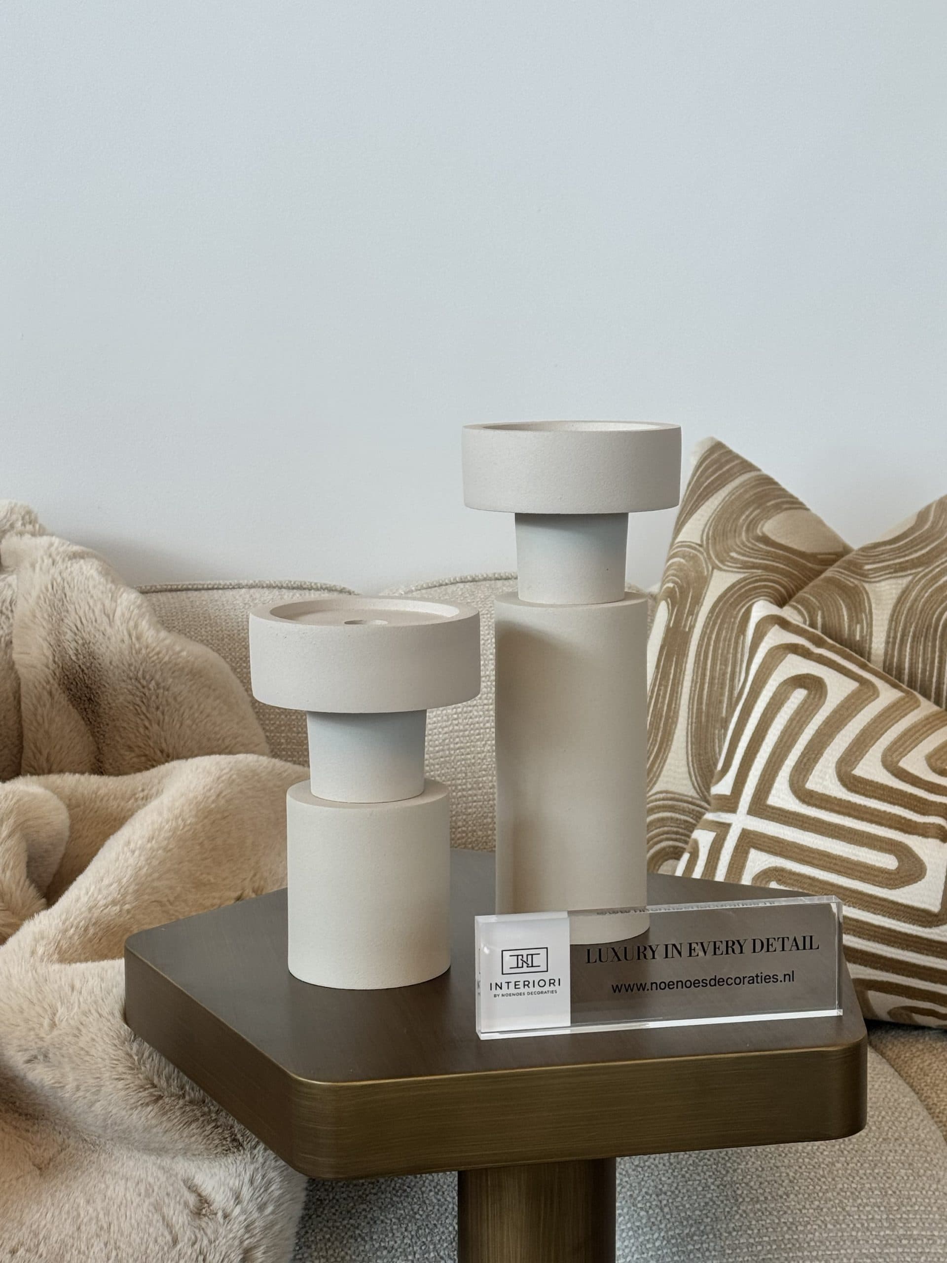 Luxe kaarshouders set van 2, ivoorwit