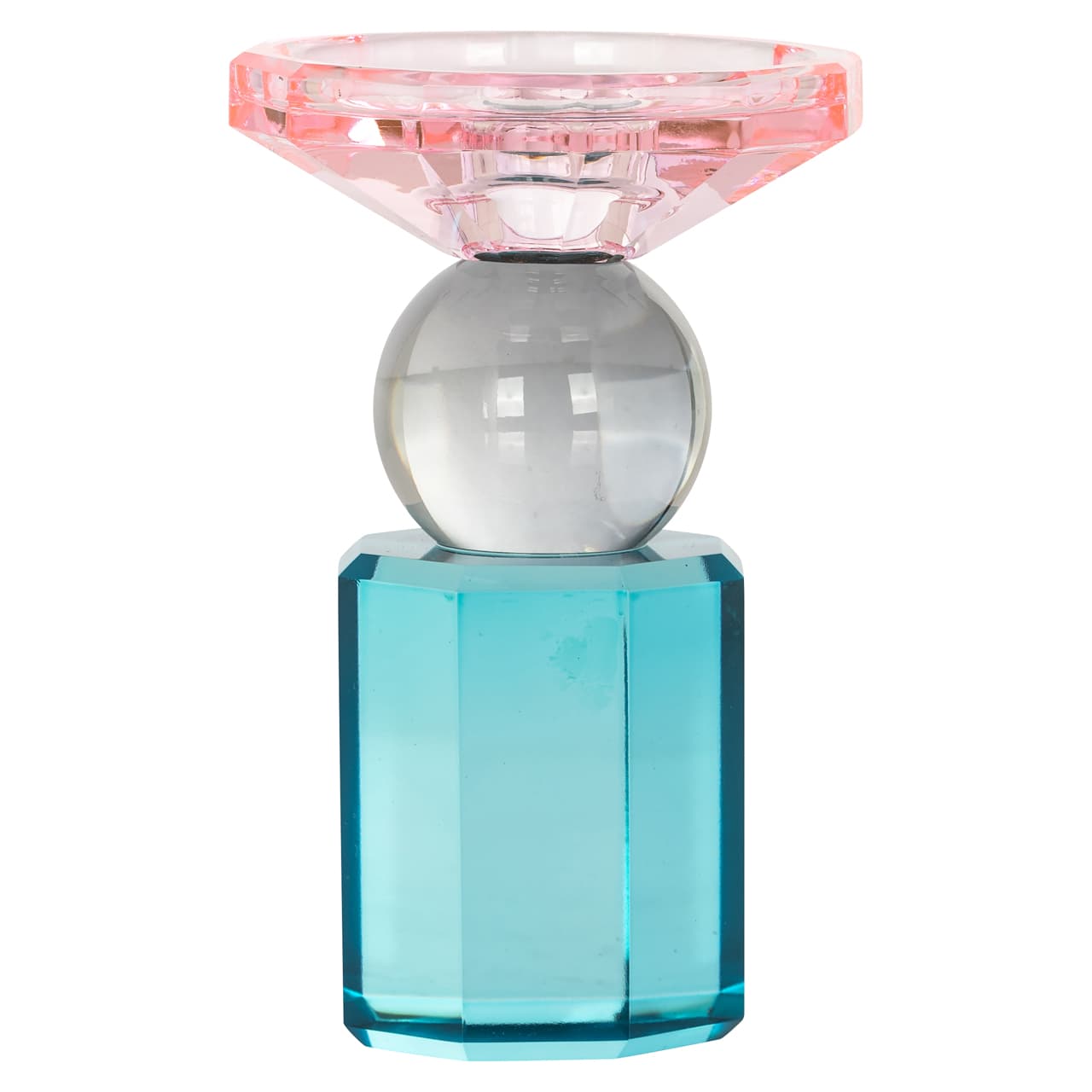 Kandelaar Michou blauw roze glas