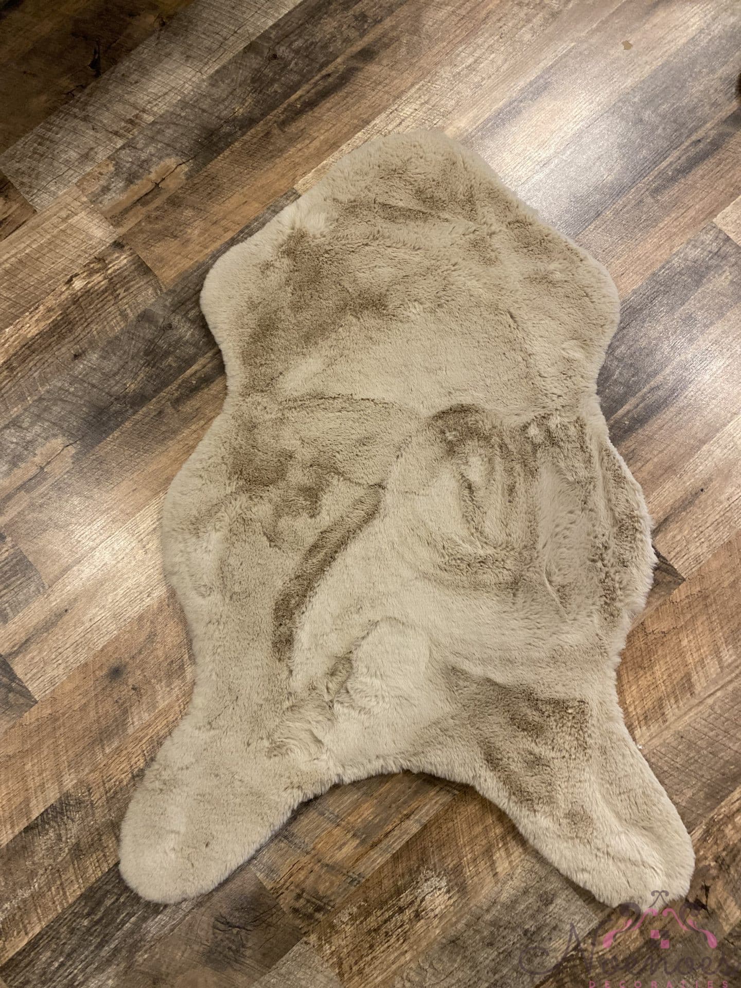 Vacht vloerkleed taupe 60x80 cm fluffy schaapsvorm
