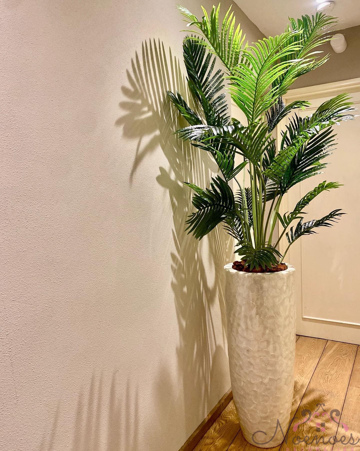 Capiz schelpenvaas opgemaakt met kunstpalm 215-220 cm