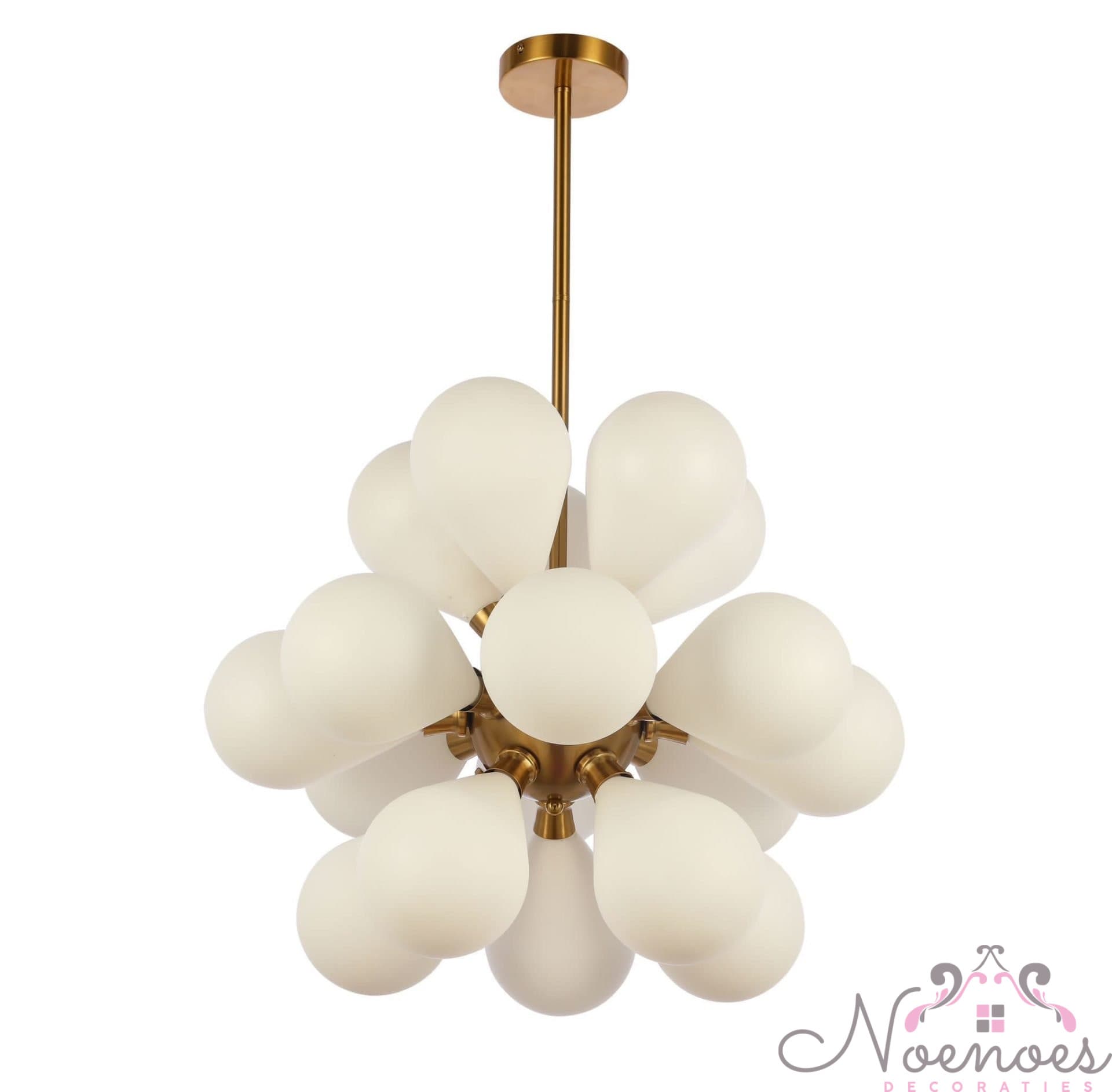 Hanglamp Parel Paris White Gold met 18 witte glazen kelken