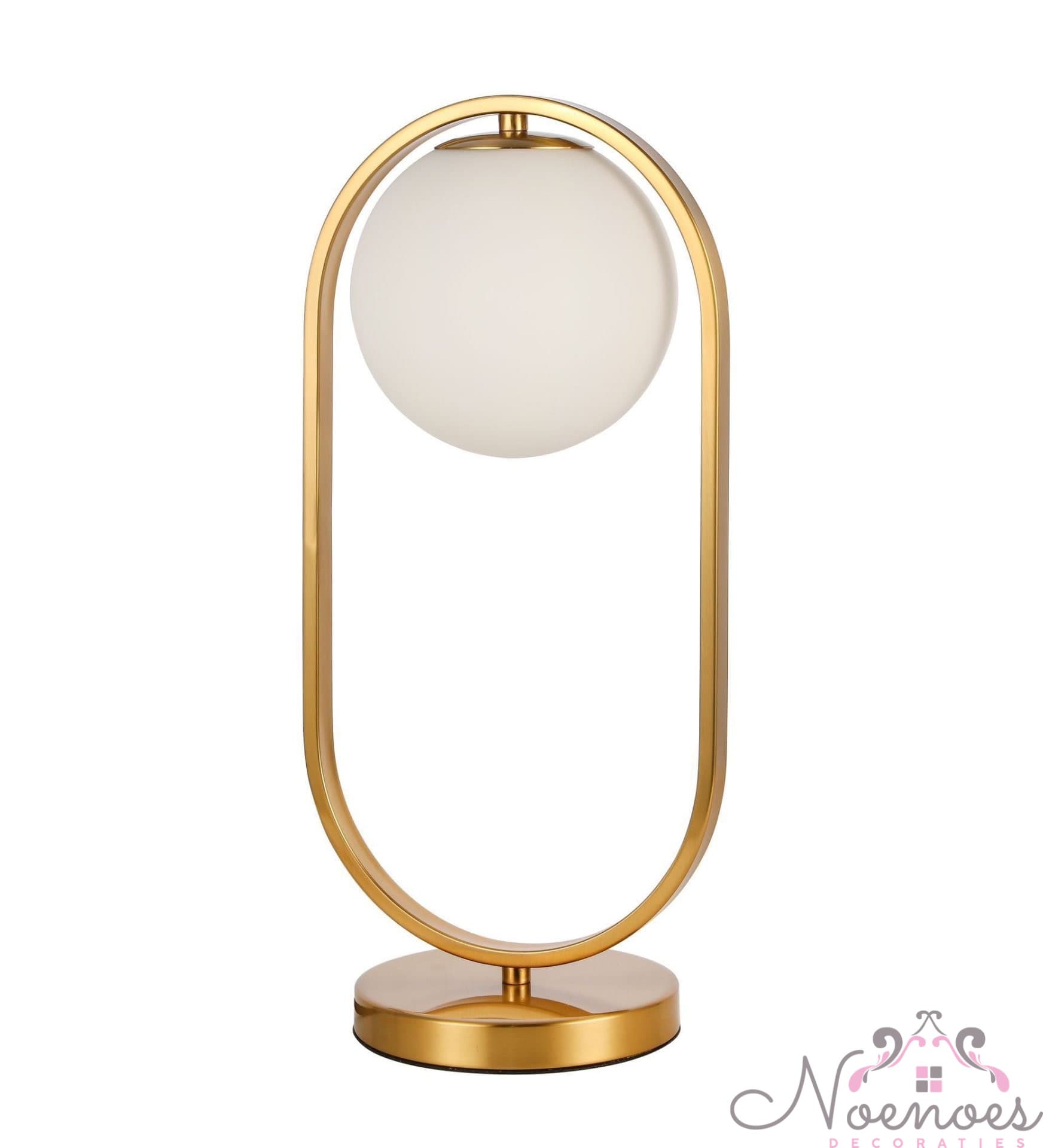 Tafellamp Parel Marbella gouden ring met witte glazen bol 51 cm