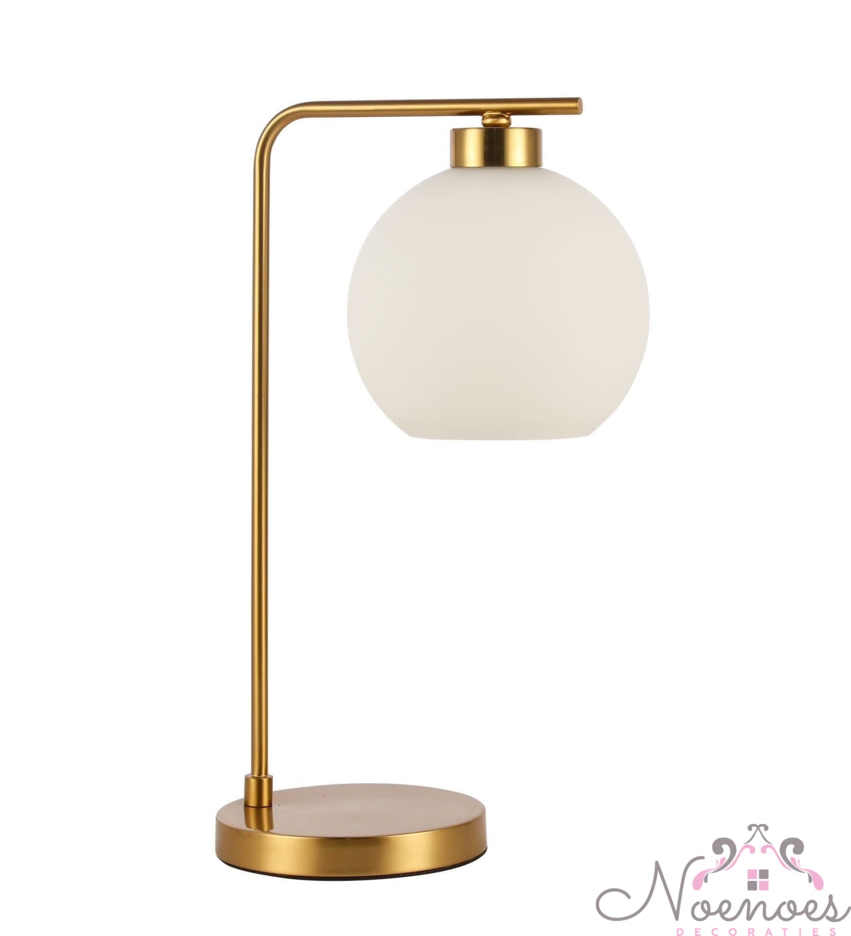 Tafellamp goud met witte glazen bol - H50 cm E27