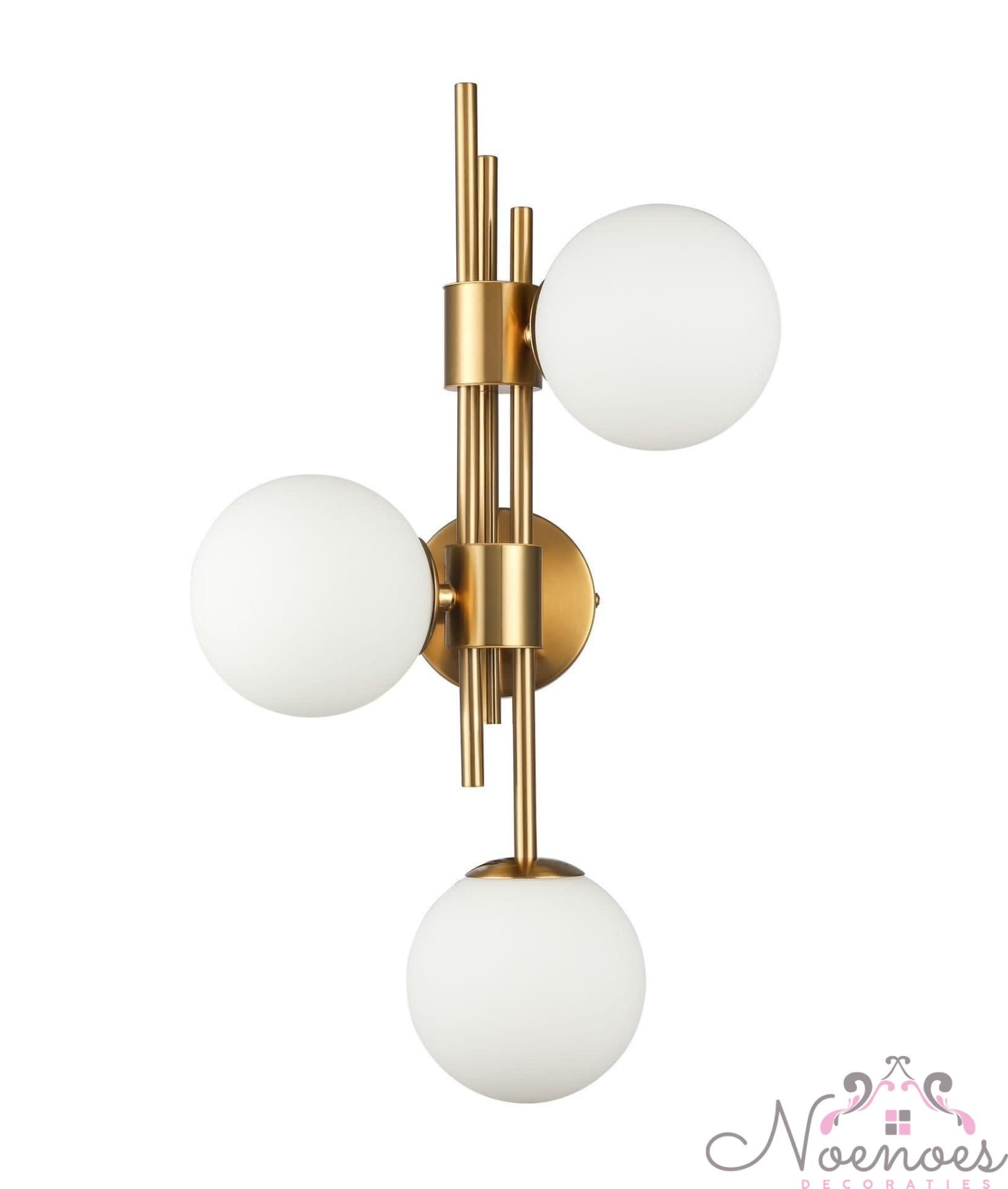 Wandlamp Parel Paris wit goud met 3 glazen bollen 49 cm