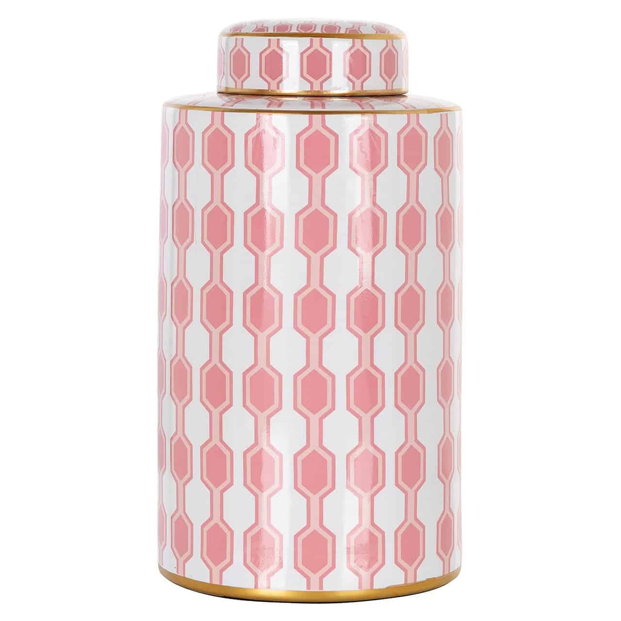 Pot Aley groot roze met goud geometrisch patroon 33 cm