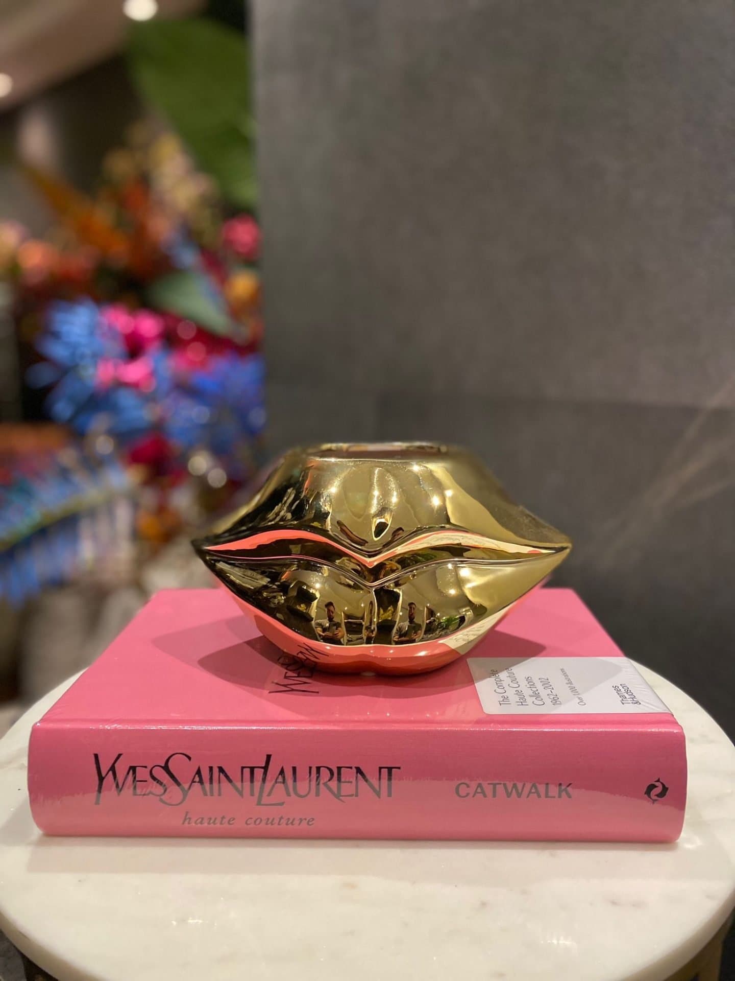 Lippen vaas goud glanzend 22x13x12 cm