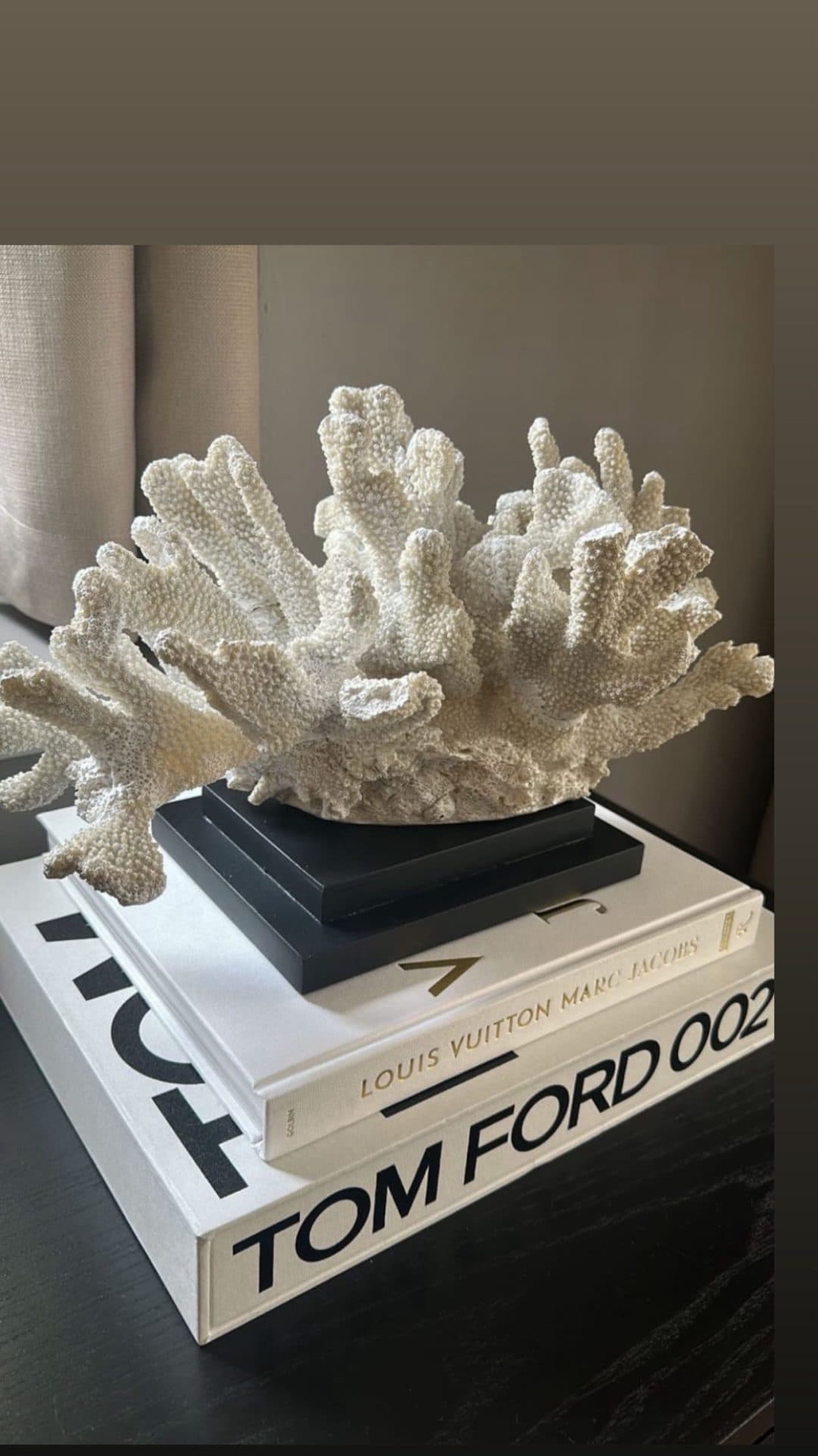 Koraal decoratie op zwart voet middelgroot 40,5 cm