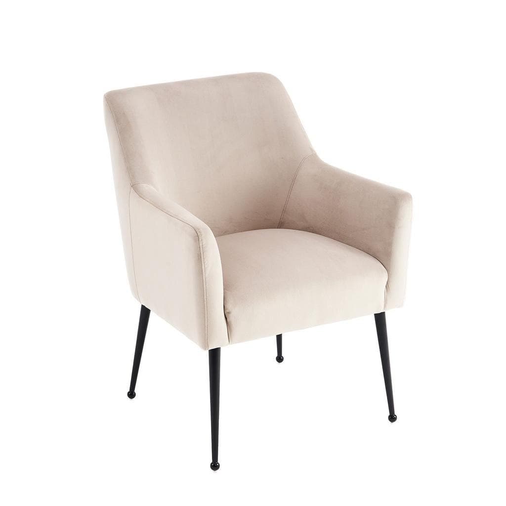 Stoel Alma taupe velvet met zwarte poten 65x70x88 cm