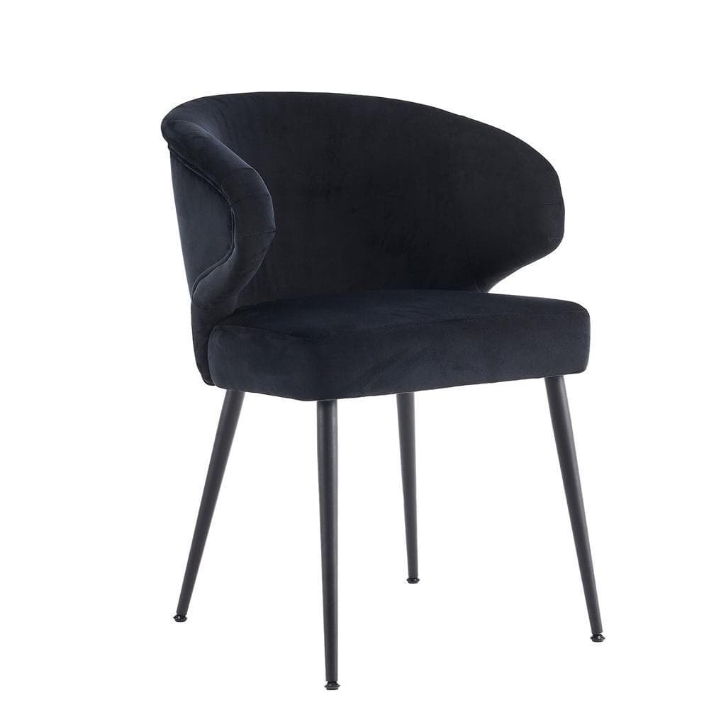 Stoel Gido zwart velvet met zwarte metalen poten 83 cm