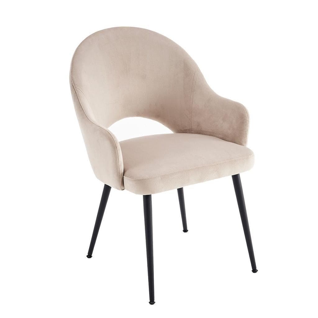 Stoel Anka taupe velvet met zwarte poten 87 cm hoog
