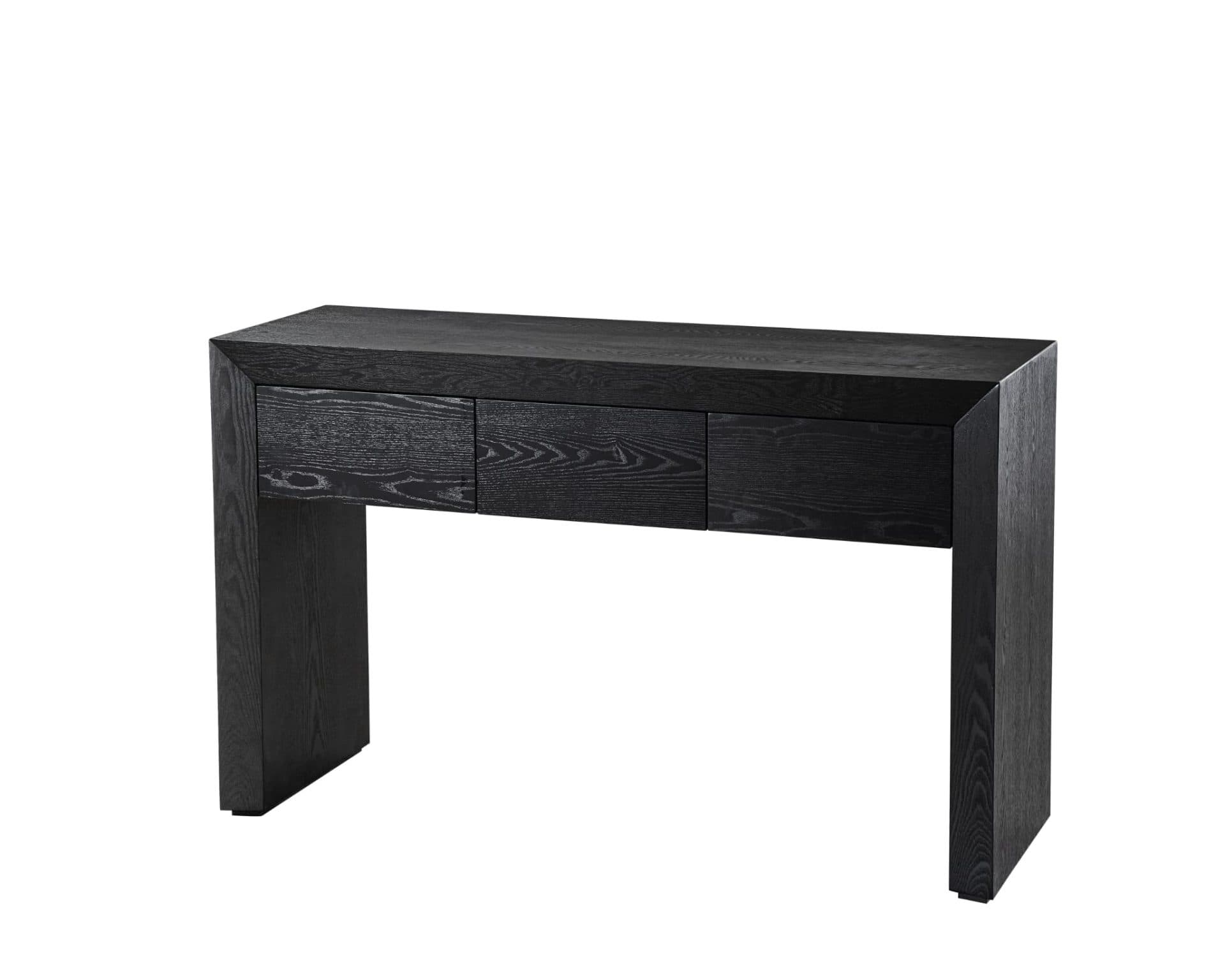 Sidetable eikenhout fineer zwart met 3 lades 125x40x78 cm