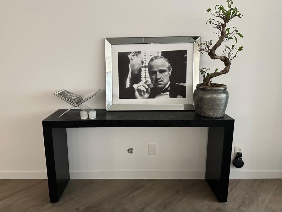Sidetable eikenhout fineer zwart 180x40x78 cm