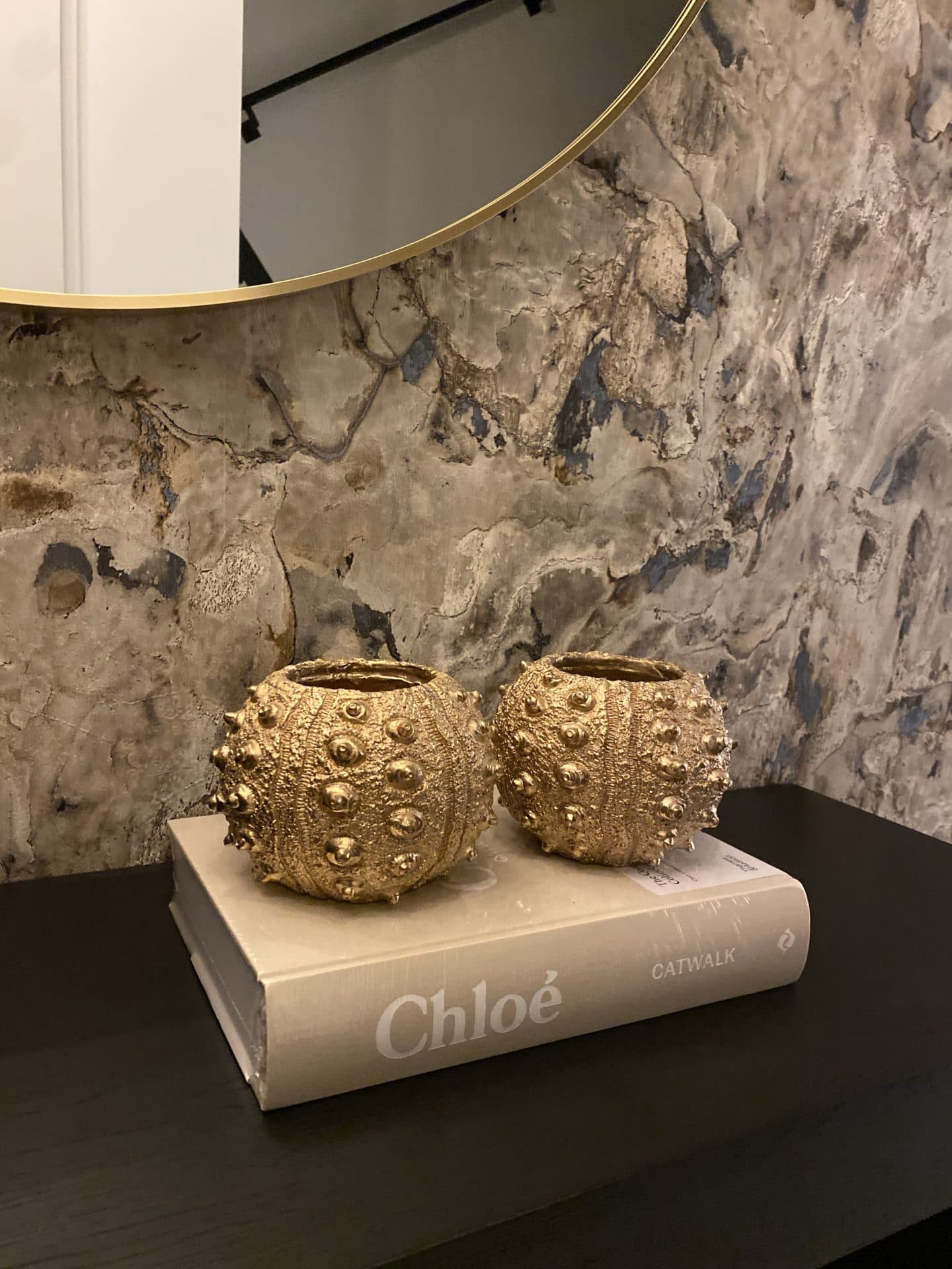 Deco planter goud zeeegel vorm 14x14x10,5 cm