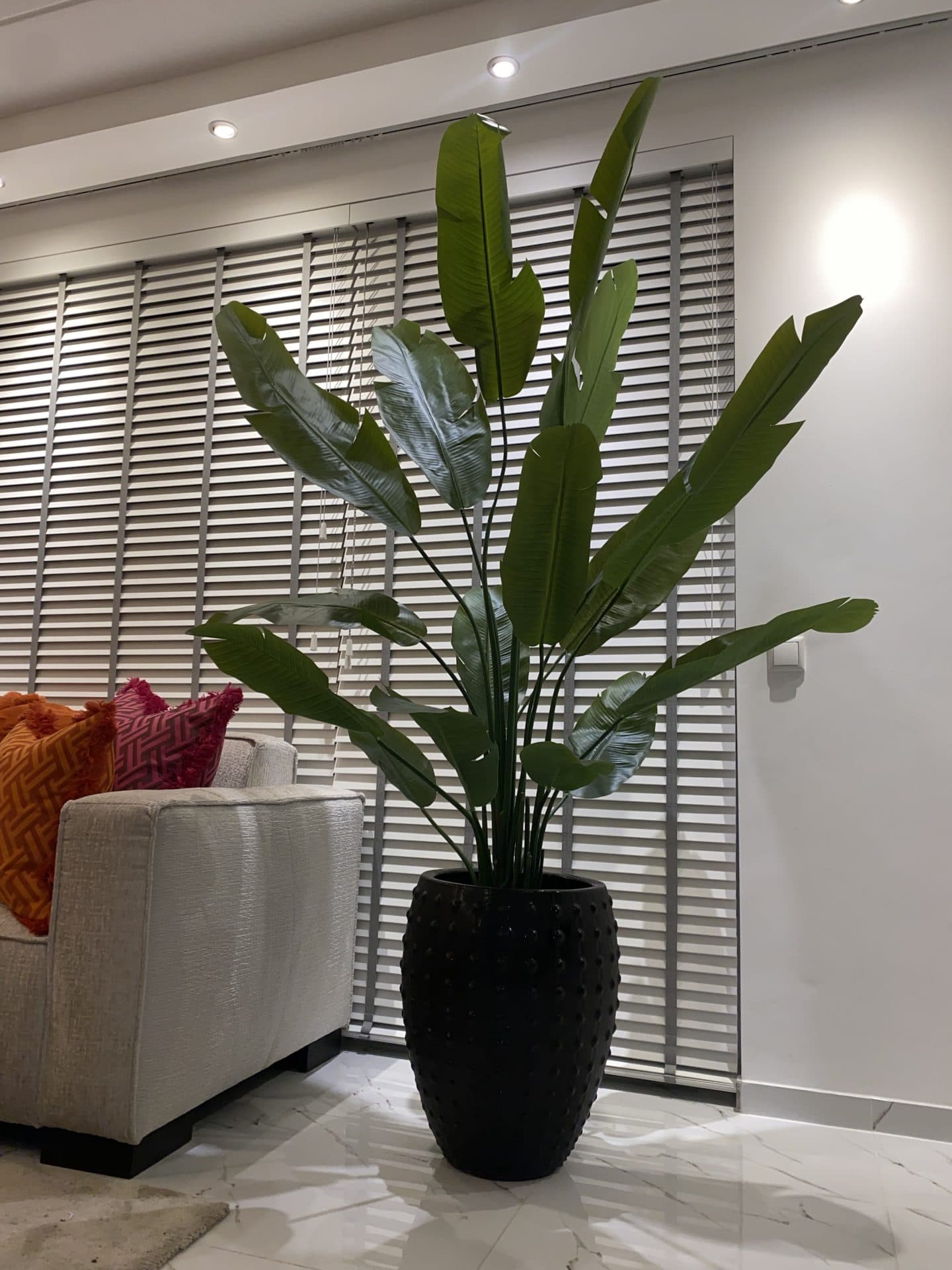 Strelitzia kunstplant XL in zwarte mamba vaas 215-220 cm
