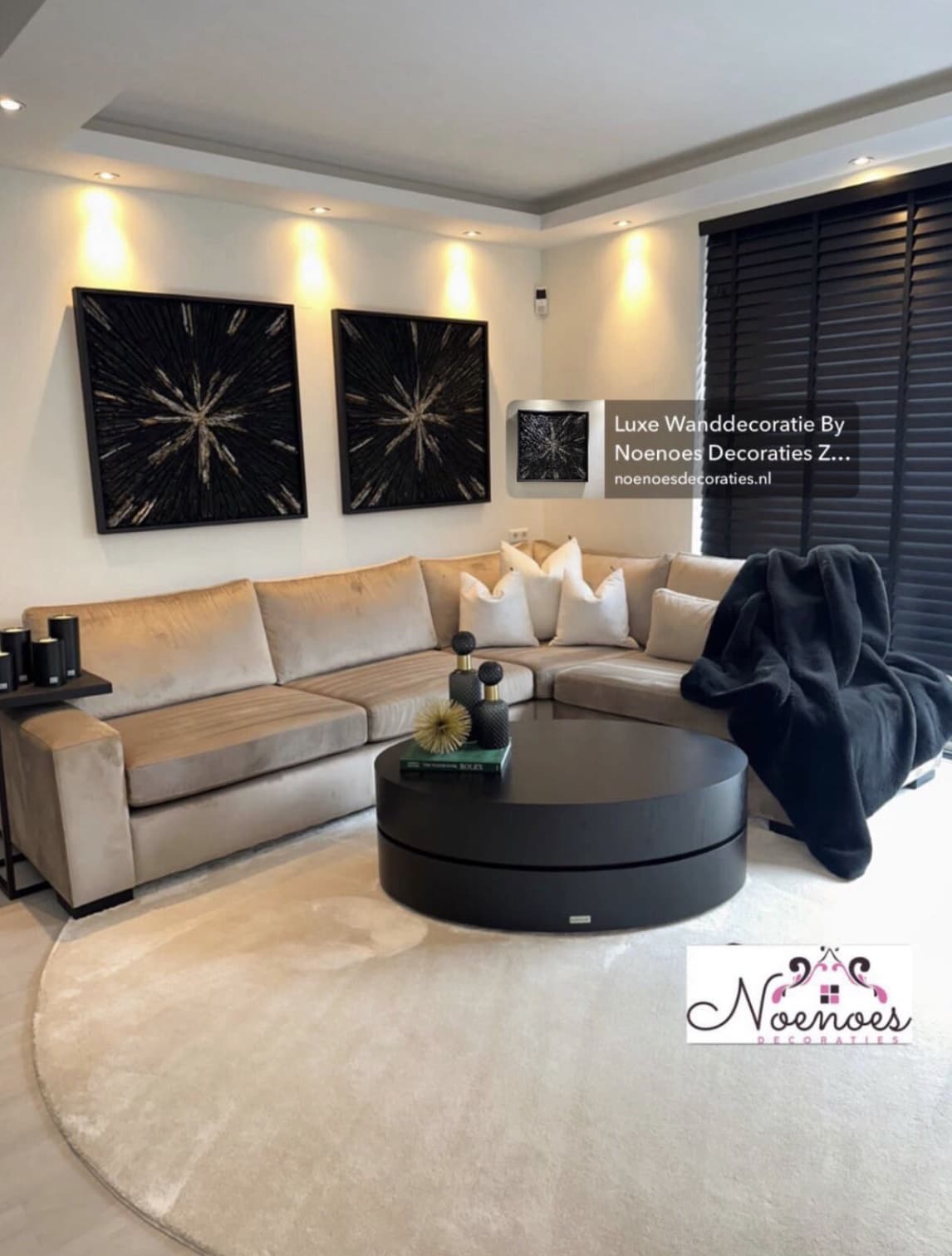 Velvet vloerkleed rond 350 cm off-white op maat