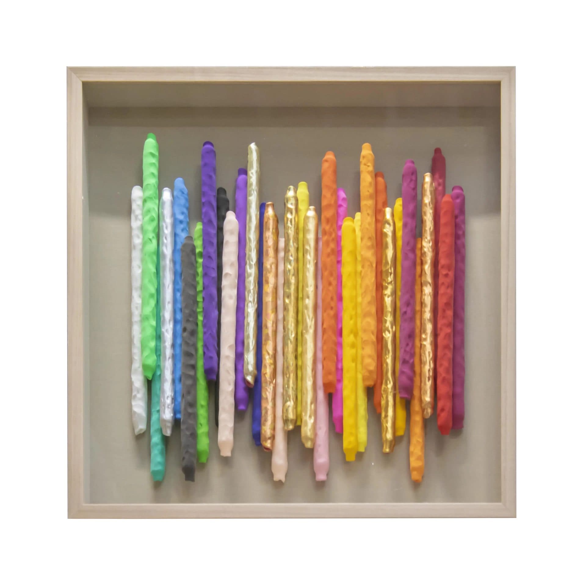 3D wanddecoratie multicolor 80x80 cm met reliëfstaafjes