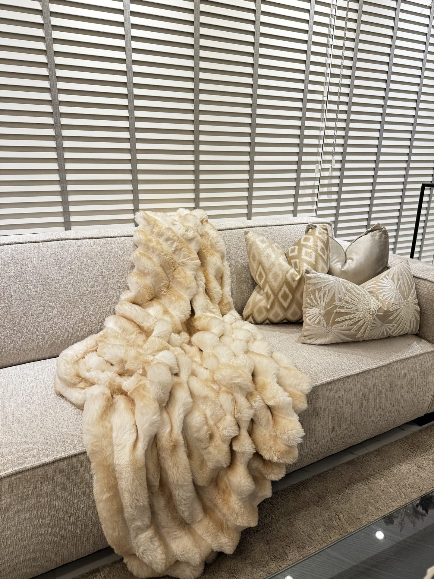Plaid bont Marbella off-white/beige 130x170 cm