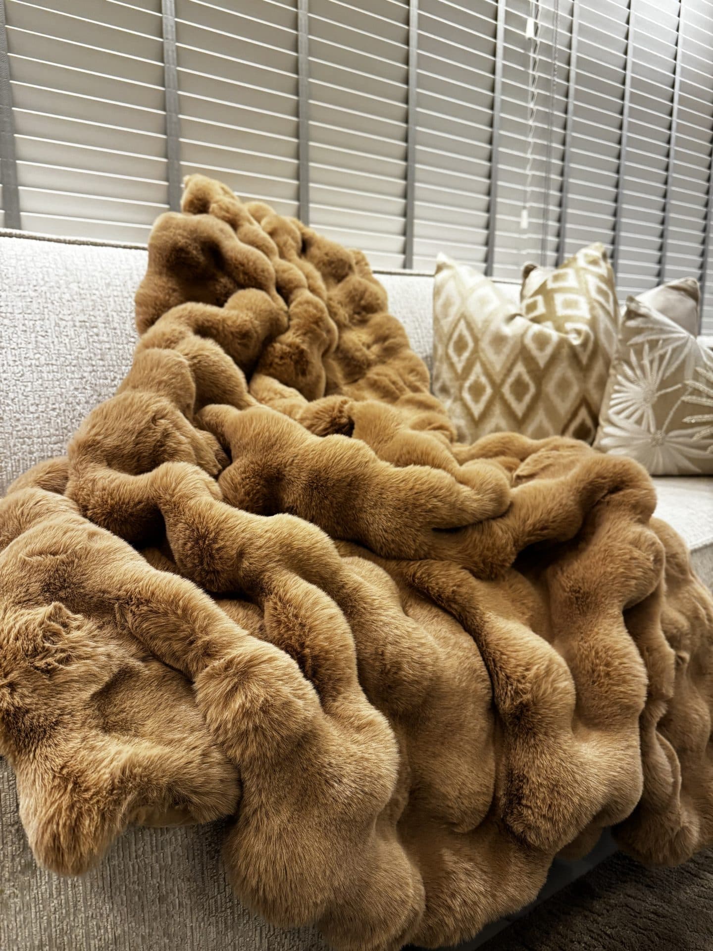 Plaid bont bubble camel bruin 160x140 cm extra dik