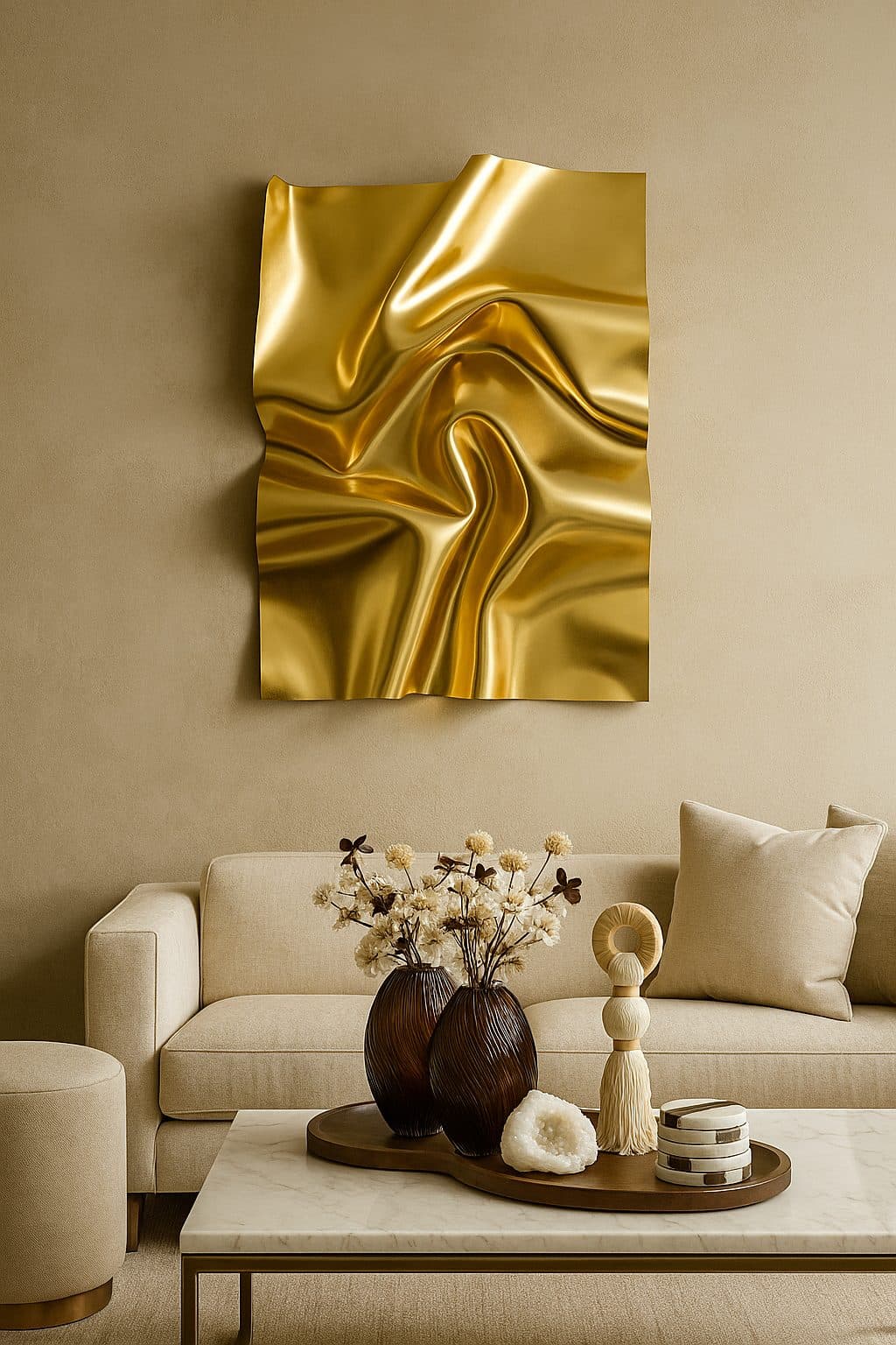 Wanddecoratie 3D liquid metal gold 60x90 cm