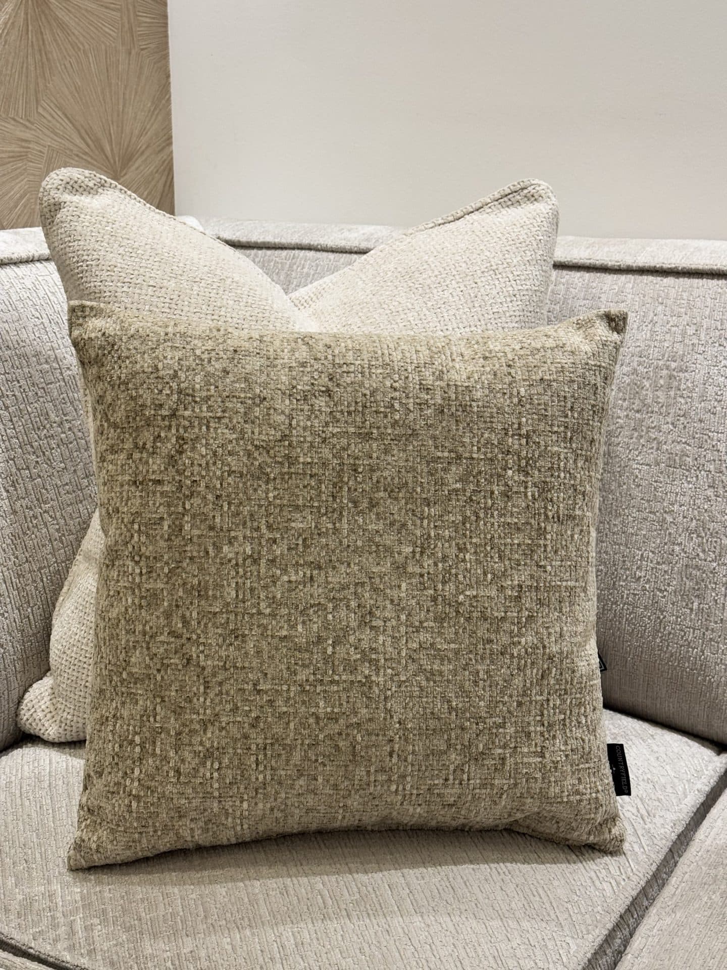 Sierkussen taupe 45x45 cm met geweven textuur
