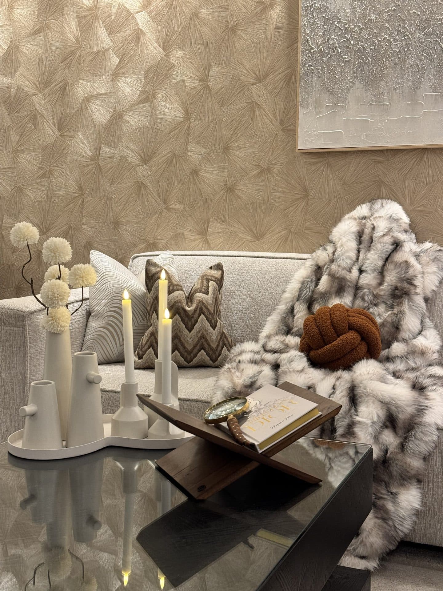 Plaid Ghislaine natural 140x180 cm - fluffy faux fur deken
