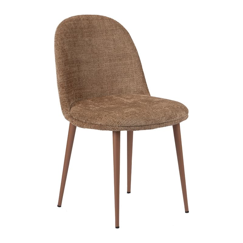 Eetkamerstoel caramel set van 2 met stofbekleding en metalen poten
