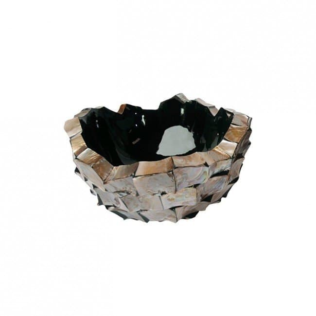 Schelpenvaas bowl parelmoer bruin 40x40x24 cm