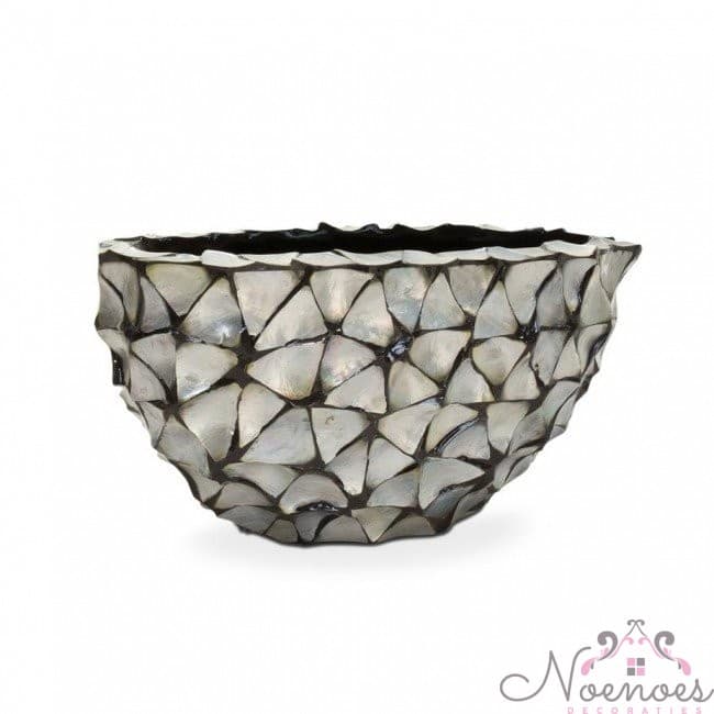 Schelpenvaas Mother of Pearl zilver-blauw 35x80x40 cm