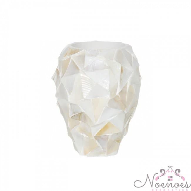Schelpenvaas mother of pearl crème D17 H24 cm - set van 2