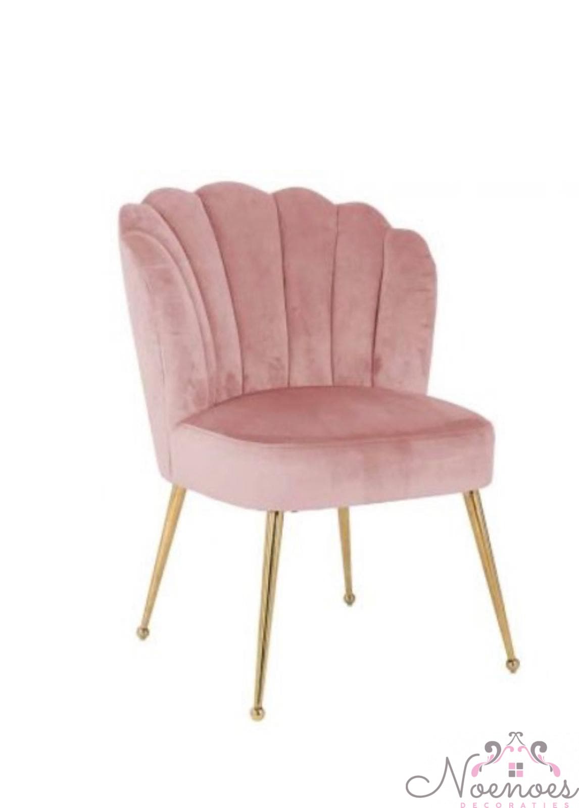 Schelpstoel Lyon velvet roze met gouden poten 85 cm