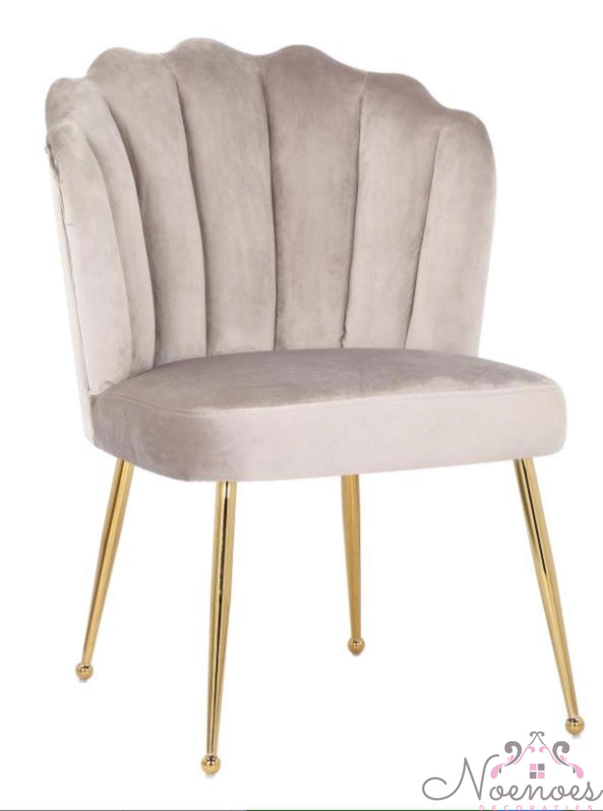 Schelpstoel Lyon velvet taupe met gouden poten - set van 2