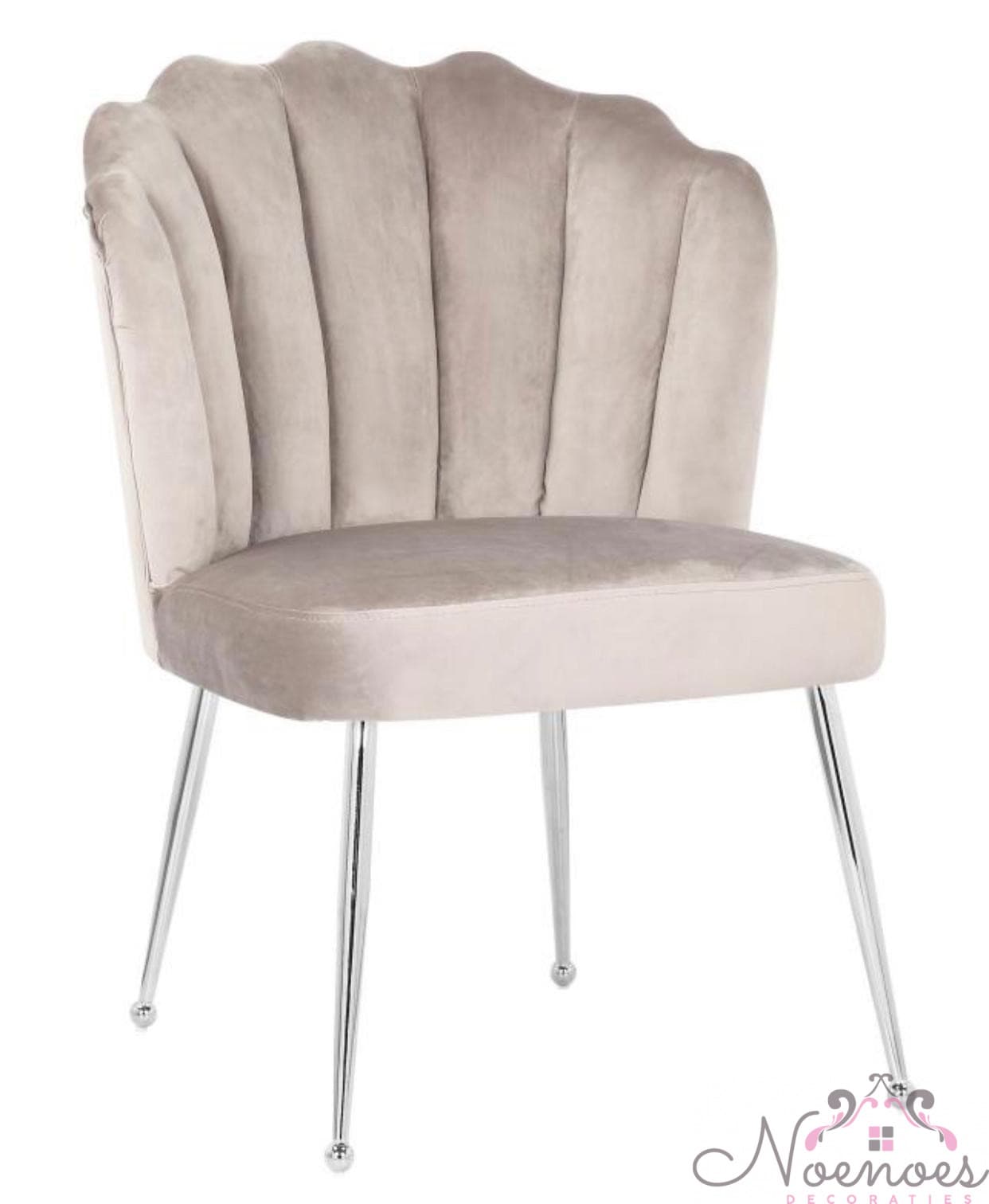 Schelpstoel Lyon velvet taupe met zilveren poten - set van 2
