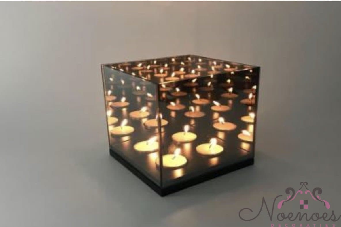 Waxinelichthouder infinity zwart smoke 15x15x16 cm