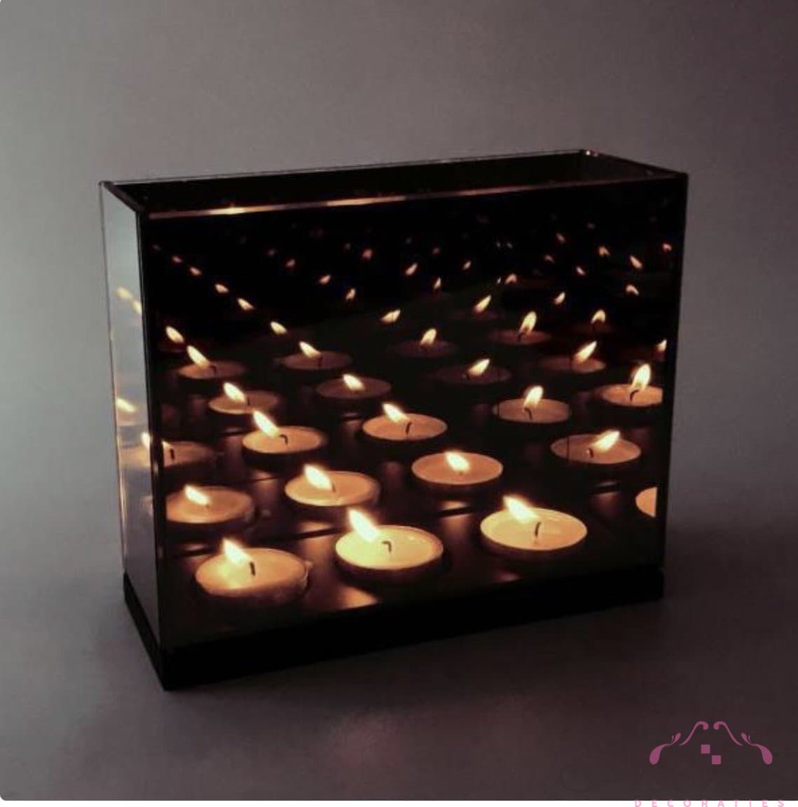 Waxinelichthouder infinity zwart met 3D-effect, 18x7x12 cm
