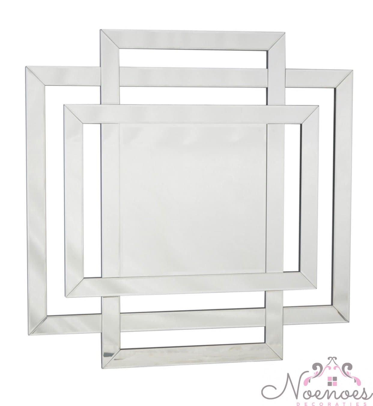 Sierspiegel zilver met geometrisch frame 110x110 cm