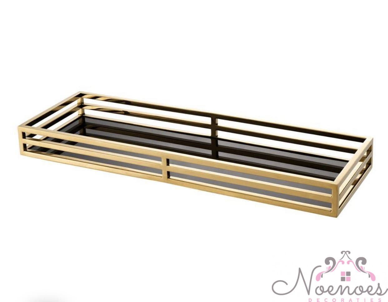 Tray goud met spiegelglas bodem 60x20x5,5 cm